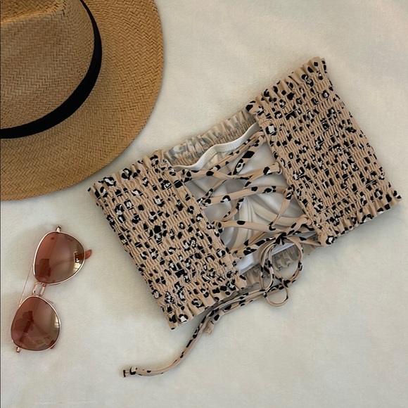 Leopard Print Bandeau Bikini Top - Picture 2 of 4